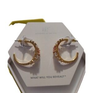 Bomb Party Hoop Earrings Women‎ Gold New Candid Moments RBP9084 Topaz CZ